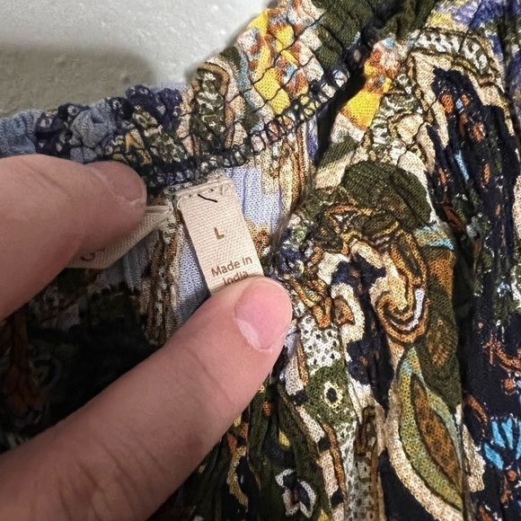 Soft Surroundings paisley boho peasant tie blouse flare sleeve - Picture 4 of 5